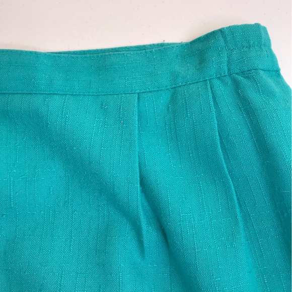 Vintage Adrianna Papell Teal Slub Fabric Skirt Back Zip Women Size 14 - Picture 3 of 10